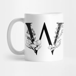 Letter W Monogram - Floral Initial Mug
